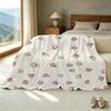 Cartoon Flowers Flannel Blanket - Lightweight Soft Cozy, Cute Home Throw for Halloween Christmas, Comfortable Sleep Companion