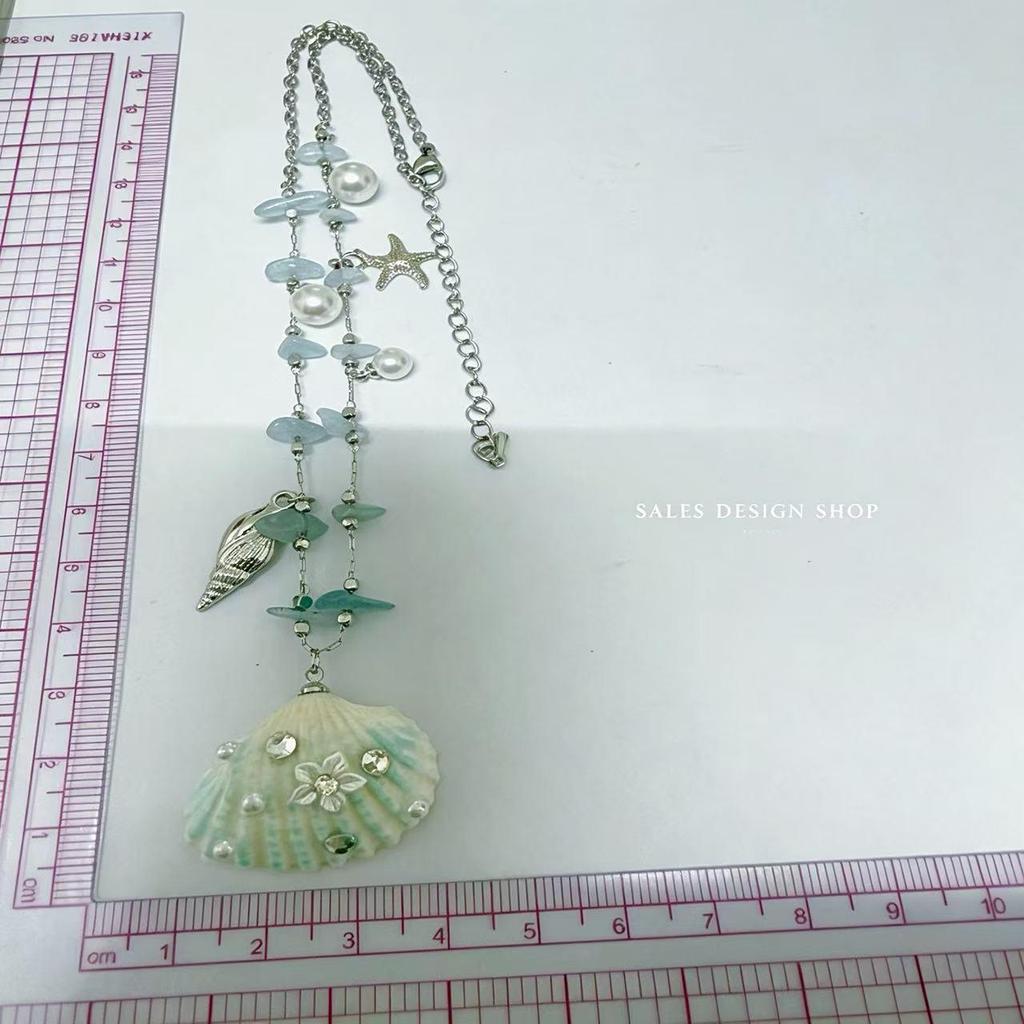 Custom Starfish Pearl Necklace: Stylish Vacation Shell & Natural Stone Collarbone Chain. Perfect Versatile Accessory.