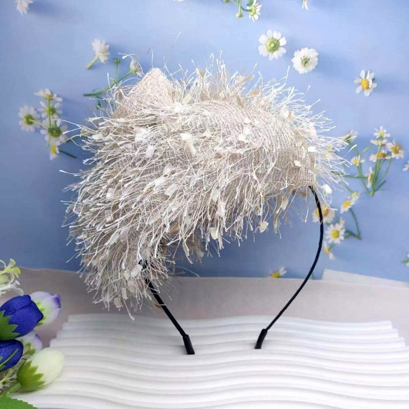 Französischer Stil Retro Stirnband Diadema Haarband Schwarzes Haarband Breiter Rand Pelziges Stil Abdeckung Graue Haare Accessoires für Damen