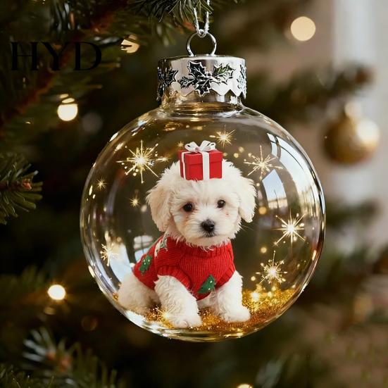 Handmade Glass Christmas Decorations Bird Acrylic Ornaments 2D Cardinals Animal Tree Elegant Decor Handcrafted Holiday Hanging for Home 3D Balls