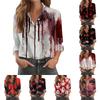 Women's Halloween Print Long Sleeve Half Button Front Casual Shirt for Fall Parties & Everyday Wear