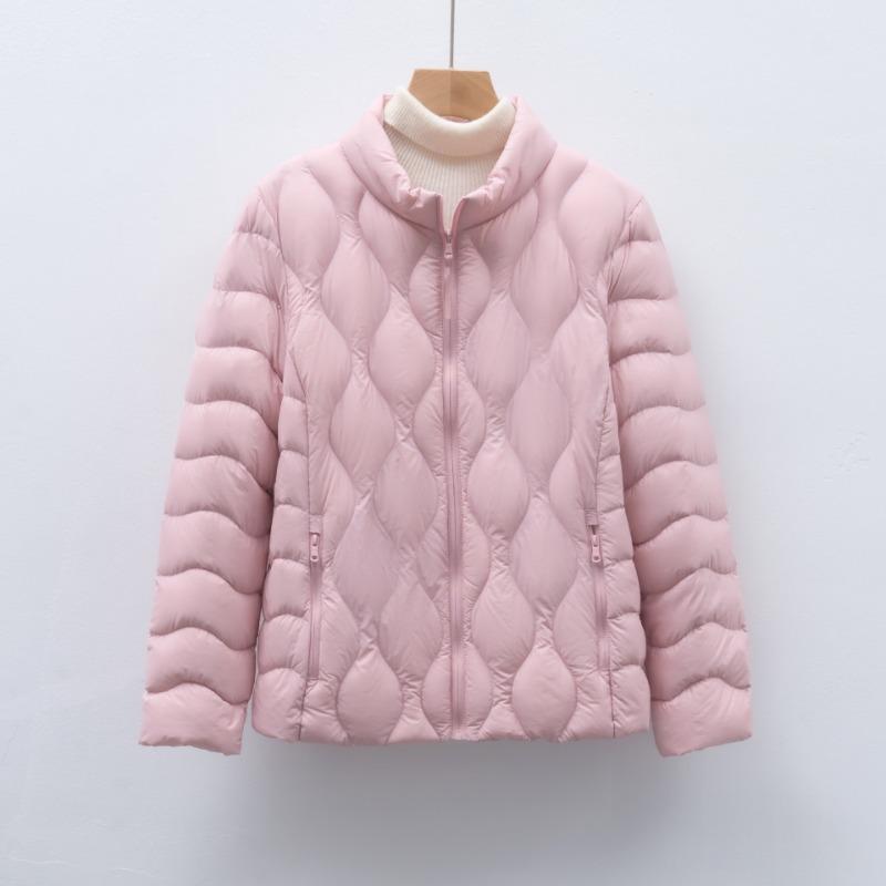90 fleece new national standard women's clothing autumn and winter new light down jacket wavy pattern women's stand-up collar jacket