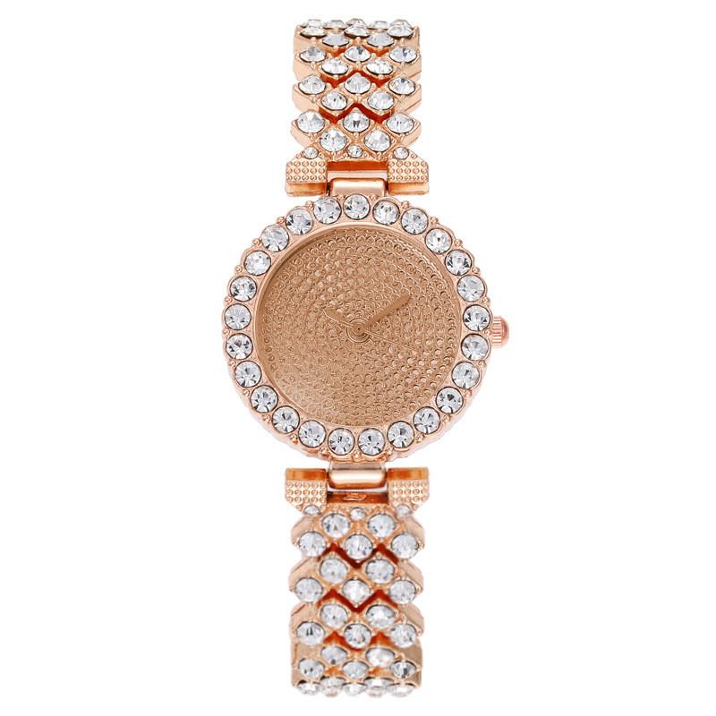 

Модные женские часы со стразами, индикатором 24 часа и металлическим браслетом, для подарка или коллекции RoseGold