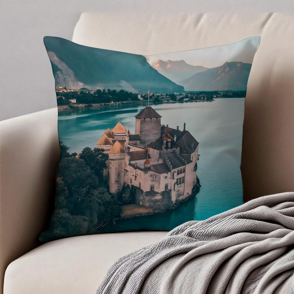 1PCS Classical CChillon Swiss Cushion Cover Pillowcase Antidustmite Invisible Zipper Short Plush Sofa Cushion
