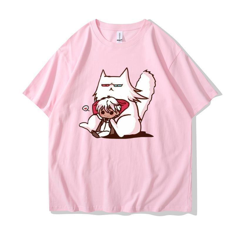 Nové anime kreslené 2D tištěné volné párové tričko kulatý výstřih pánské a dámské unisex trička s krátkým rukávem