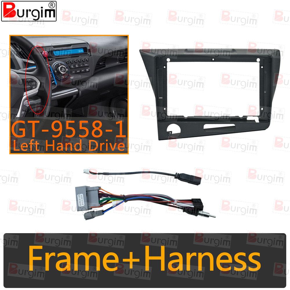 Car Radio Fascia Frame For Honda CR-Z 1 CRZ 2010-2016 9 Inch 2DIN Stereo Panel Wire Harness Connector Power Cord Cable Adapter