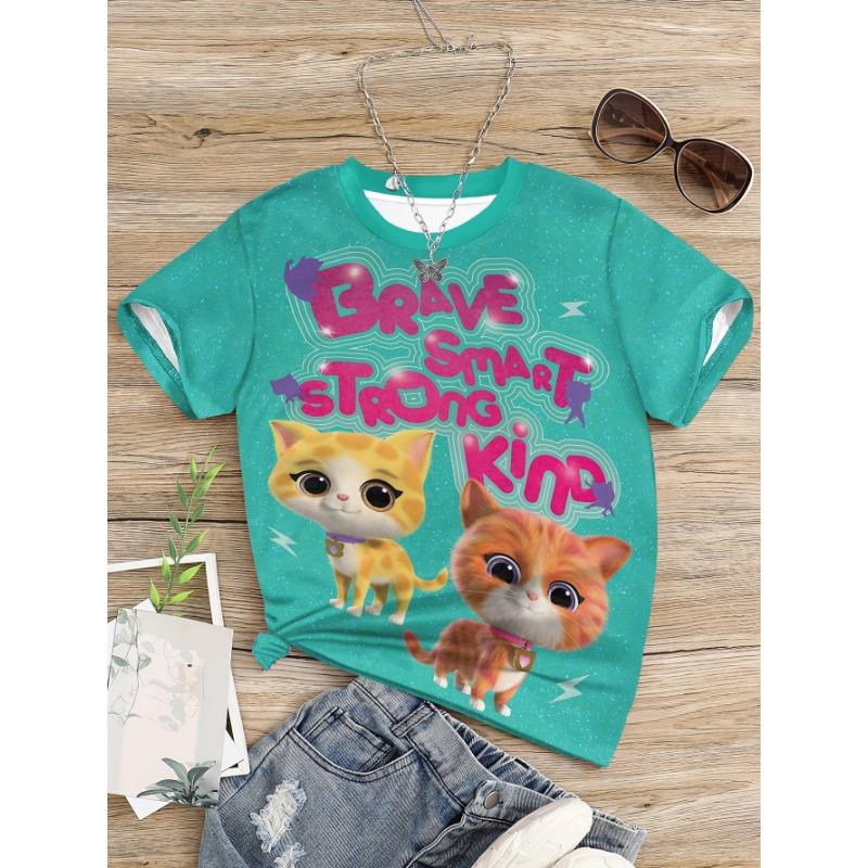 

Новая игра SUPER KITTIES 3D-принт Детская одежда от 5 до 14 лет Мужская одежда для улицы для детей Мальчик Девочка Детская футболка Топ Футболки 160