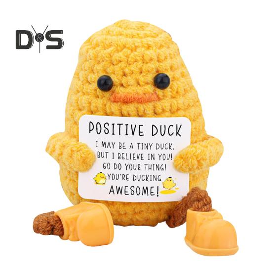 

Вязаная крючком уточка, украшение ручной работы, длинноногая уточка, кукла, компаньон для стола, позитивная утка, вдохновляющий подарок для женщин и мужчин, наполнители для рождественских чулок жёлтый