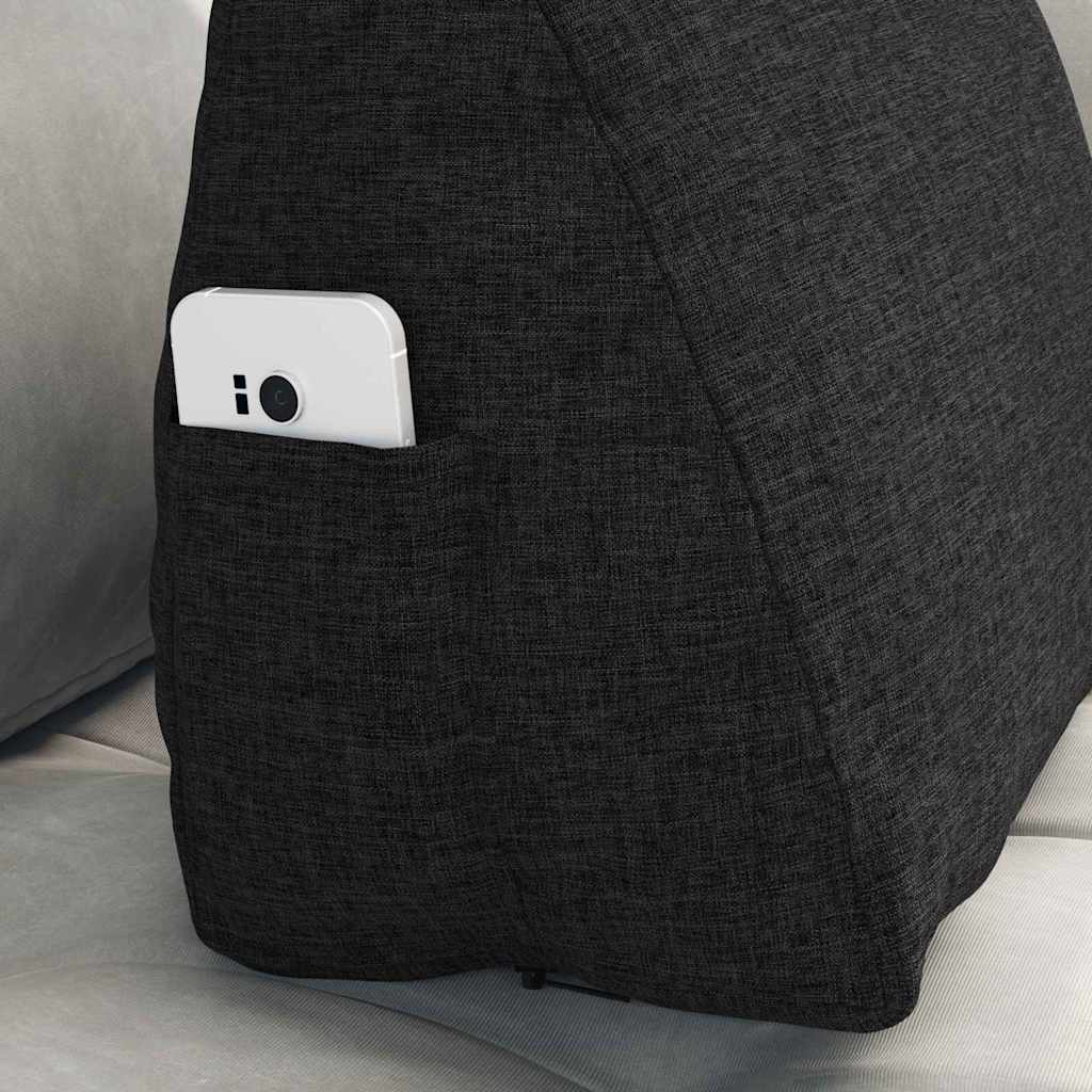 Back Cushion Black 45 X 20 X 35 Cm Fabric