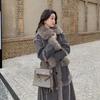 Women's Extra Long Faux Fur Lamb Wool Coat - Winter 2024 Style (2166)