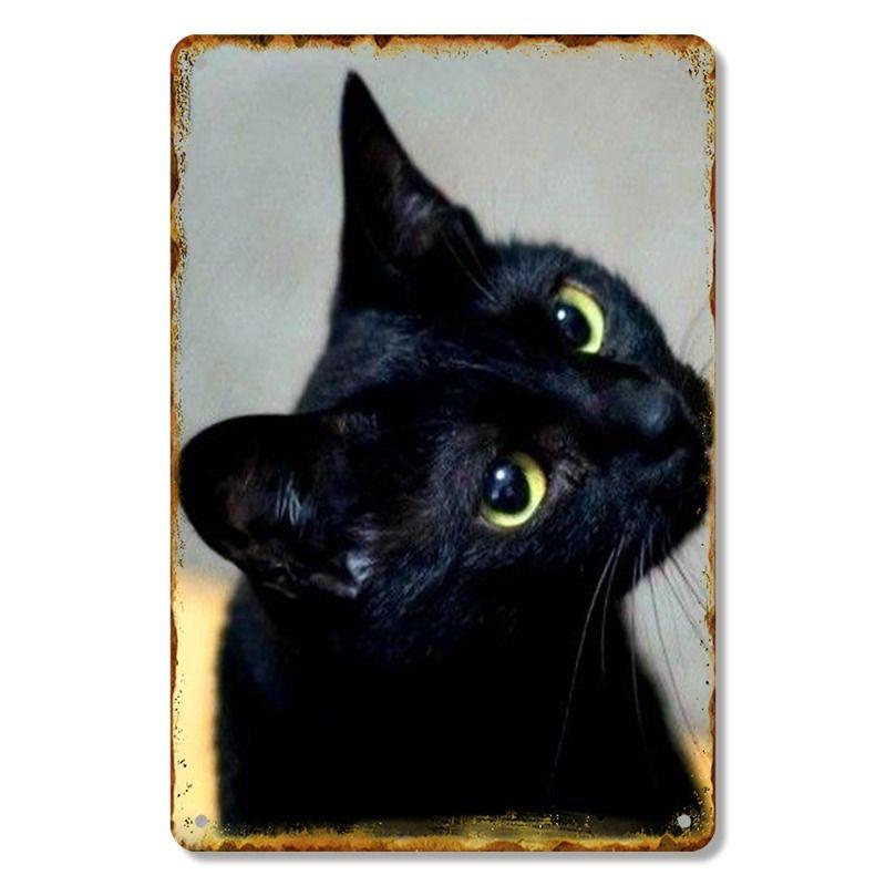 Vintage Style Metal Tin Sign Cute Cats Dogs for Cafe Interior