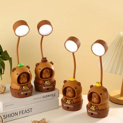 Capybara LED Night Light Student USB Rechargeable Night Light Children's Gift Desk Ornament Eye Protection Bedside Table Lamps