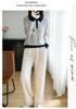 Women's Striped Color Block Polo Neck Knit Sweater - Long Sleeve, Autumn/Winter Top