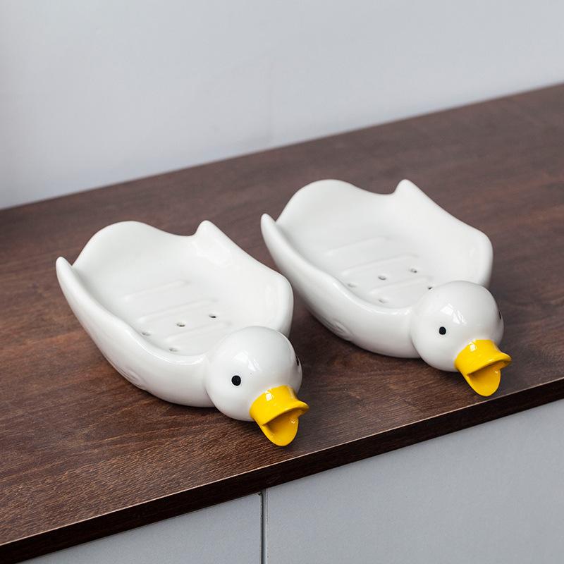 Kreative und niedliche Keramik-Enten-Seifenablage für Hotelbadezimmer, ohne Wasseransammlung