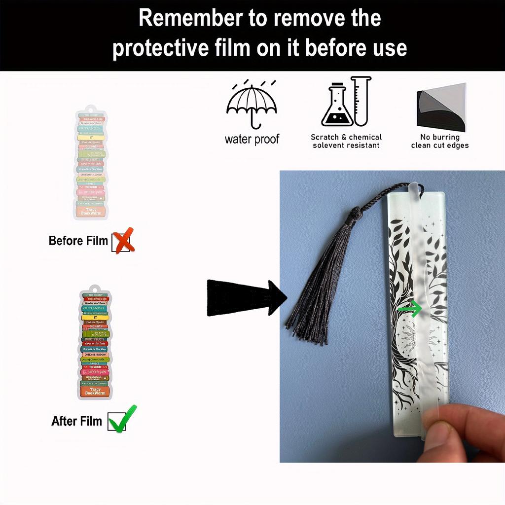 8pcs Acrylic Bookmarks Student Learning Supplies Stationery Gifts Decor Gifts Book Office Tree of Life Moon Tarot Element Patter