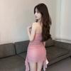 Pure Desire Lace Mesh Fringe Mini Dress With Hood For Spring Fashion