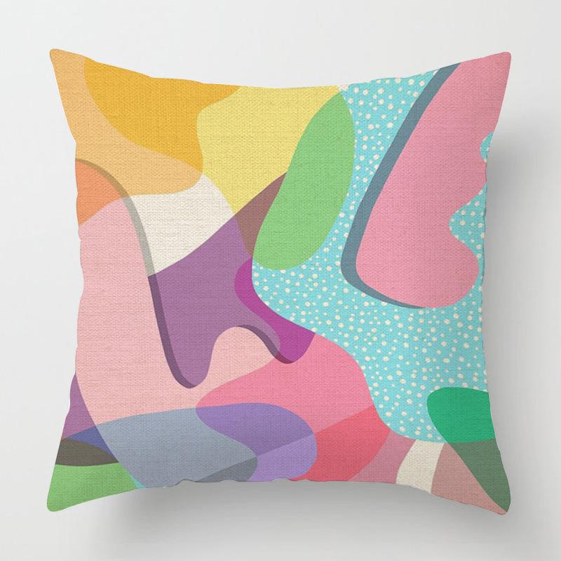 Home Decor Colorful Abstract Pattern Digital Printed Pattern Cushion Cover Suitable For Sofa Bedroom Car Pillow Cover