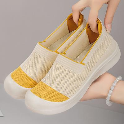 Women's Shoes New Flying Woven Shoes Breathable Mesh Casual Shoes Comfortable Versatile Single Shoes Lightweight Soft Sole Shoes Women's
