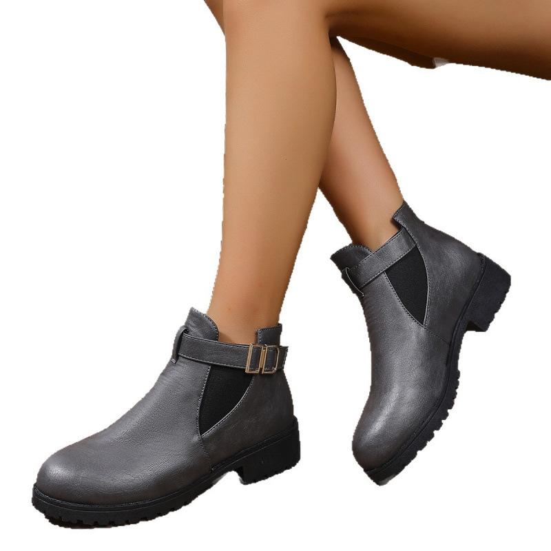 New Martin boots for autumn and winter, low-heeled belt buckles, boots, plus-size boots
