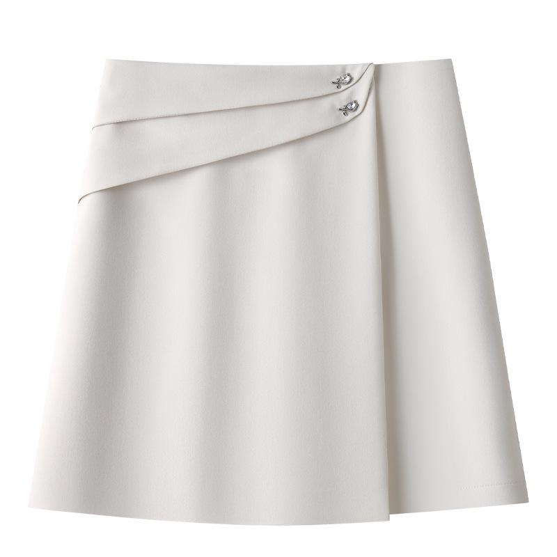 Women's White A-Line High Waist Midi Skirt - Spring 2025 Collection, Slimming and Bodycon Style