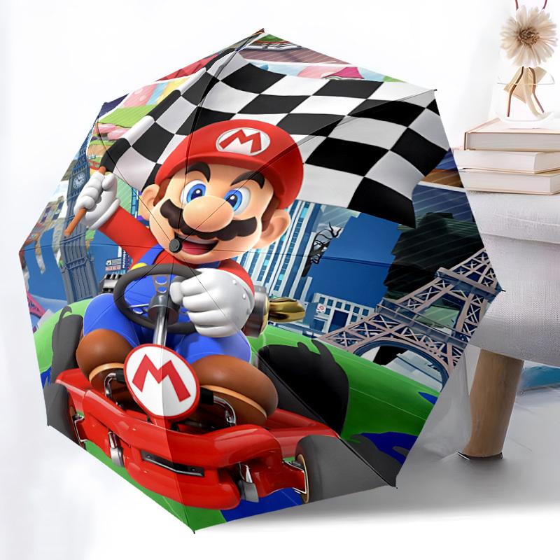 1pc Mario Kart Racing Automatic Open/close Folding Portable Umbrella with 8-Rib Structure for Women/Men, All-Season Use  A0901154