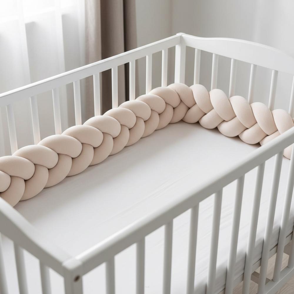 Braided Velvet Cot Bumper 180cm (beige)