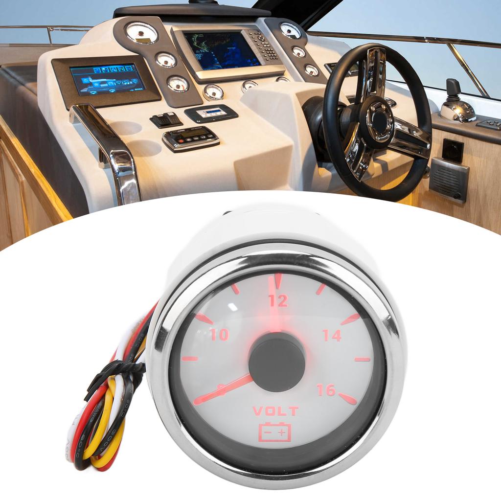 52mm Marine Voltage Gauge 8‑16V Pointer 7 Colors Backlight IP67 Waterproof Voltmeter for Boat RV Car 9‑32V