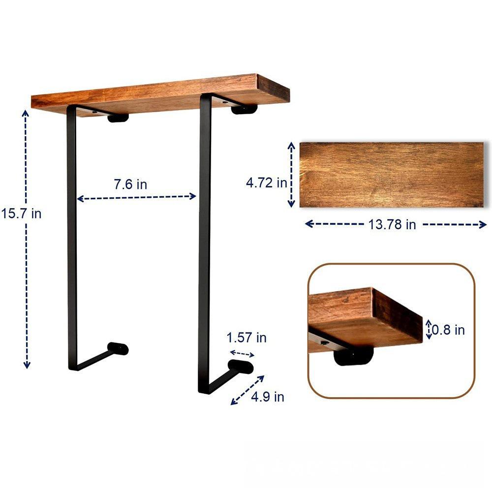 Wall-Mounted Wooden and Metal Towel Rack for Bathroom Use