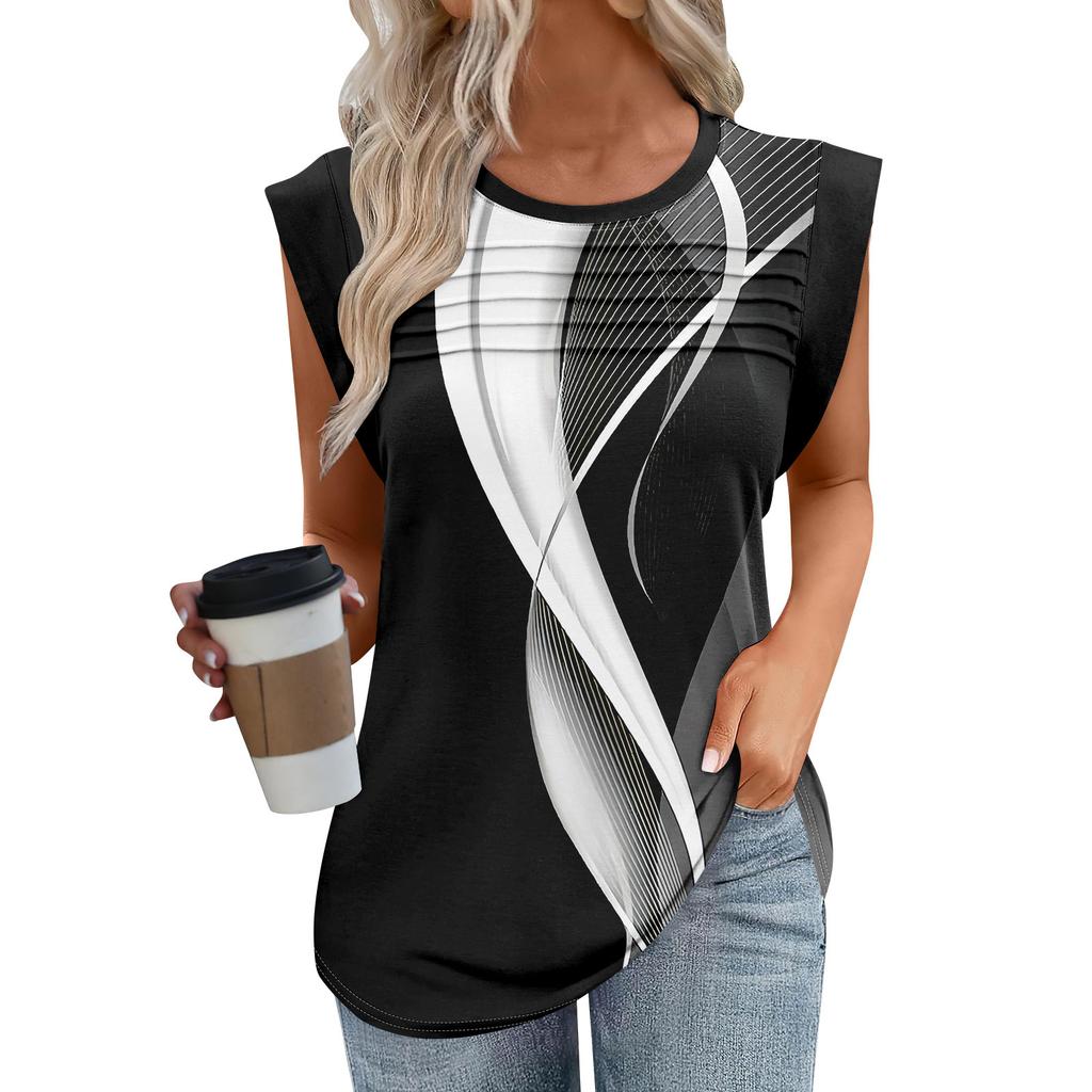 Dámské tílko Letní elegantní ležérní Volný střih Plisované košile Trička s krátkým rukávem