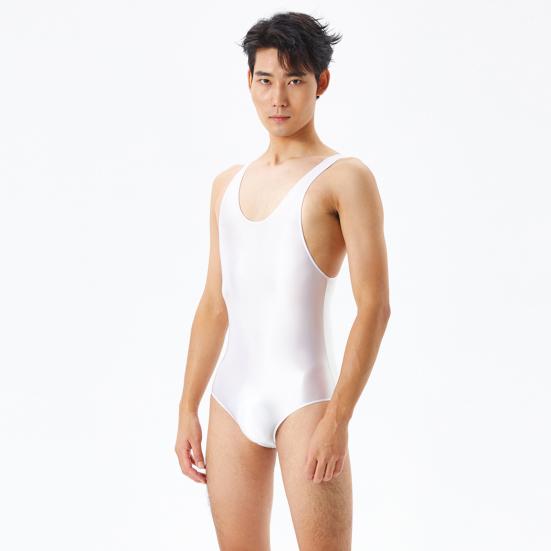 Herren Overall Sexy Skinny Ärmellos Seidig Hohe Elastizität Nachtwäsche Einfarbige Herren Bodysuit Glatte Unterwäsche Tägliche Kleidung