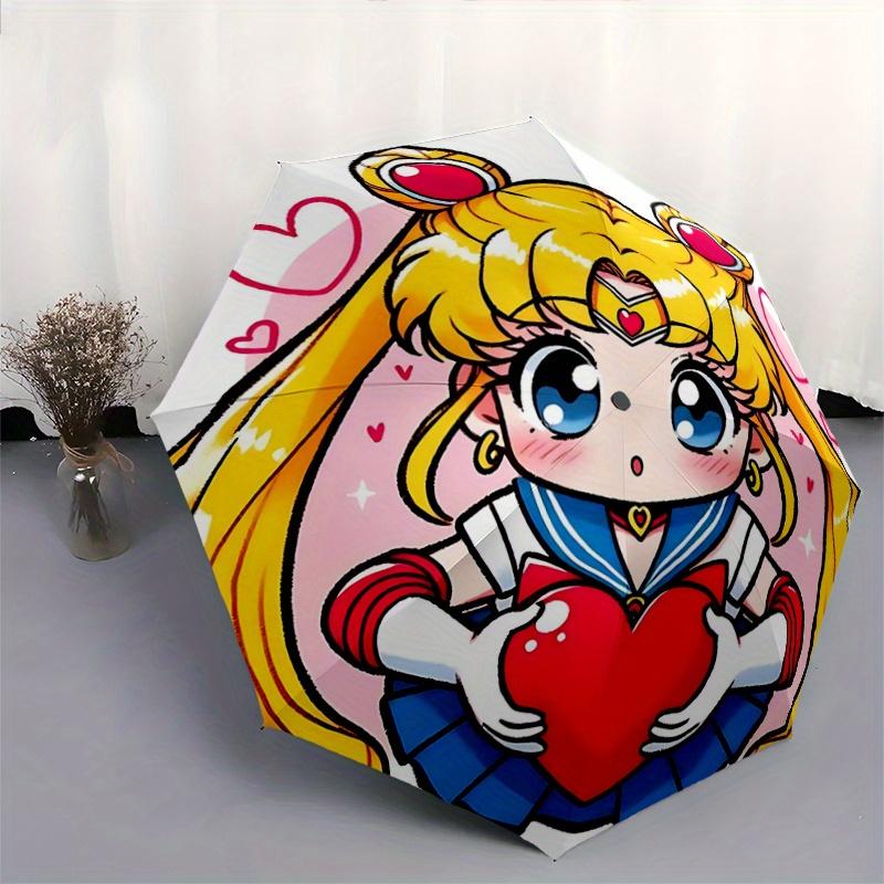 1pc Sailor Moon Holding a Heart Automatic Opening and Closing Folding - A Good Choice for Gifts, Fashionable and Convenient Umbrella With Cute Cartoon