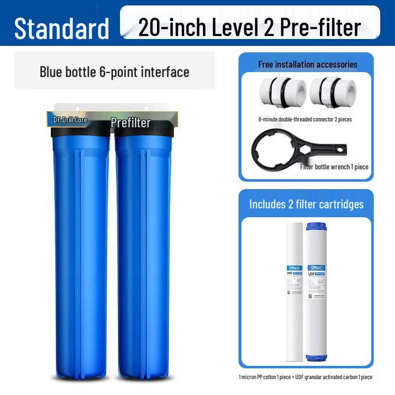 20-inch Explosion-Proof Blue Bottle Tap Water Filter with Thickened Copper Mouth and Large Flow