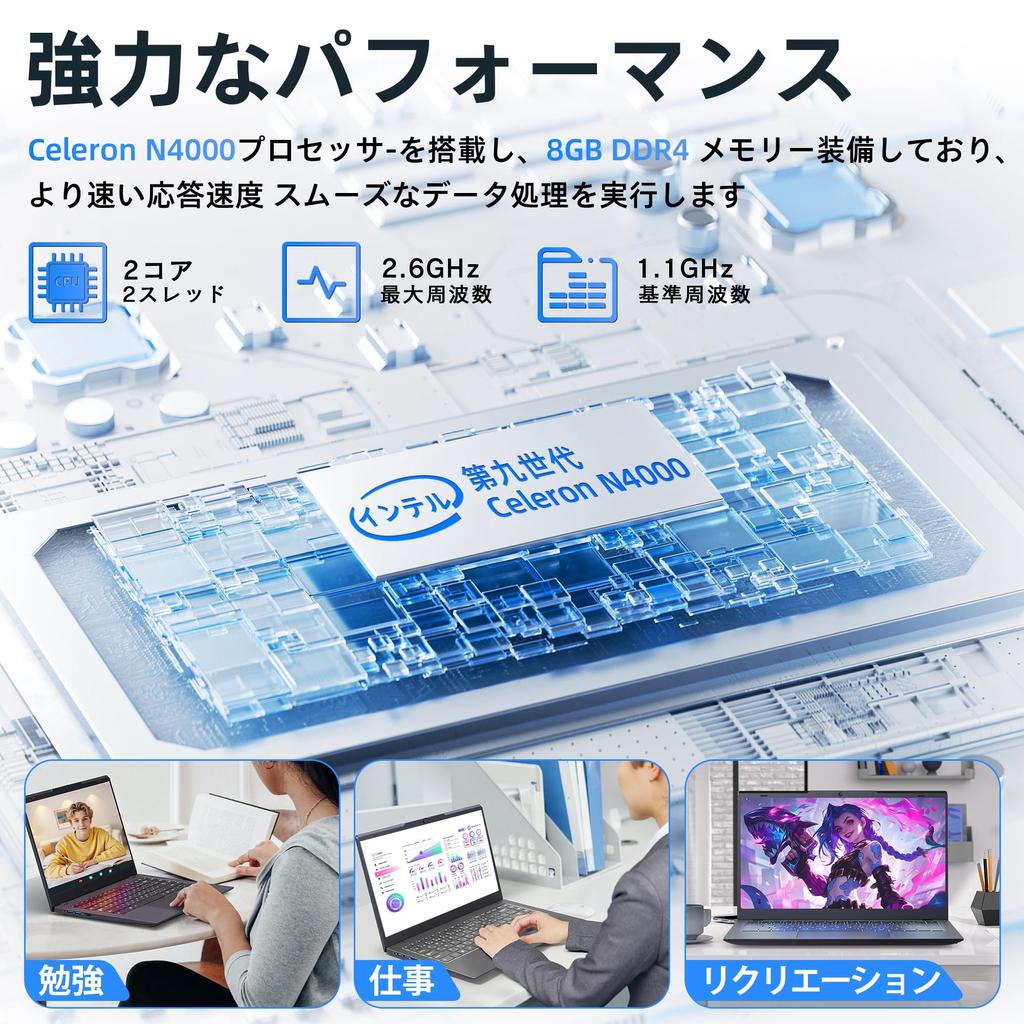 WEY Laptop with 8GB 256GB Windows 11 Office Lightweight and Slim Intel N4000 FHD IPS LCD Viewing Japanese Keyboard with Numeric Ideal for and Zoom