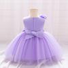 Toddler 3D Flower Girls Party Dresses Christmas Costume Red Wedding Ball Gown Tulle Bow 1st Birthday Princess Prom Girl Clothing