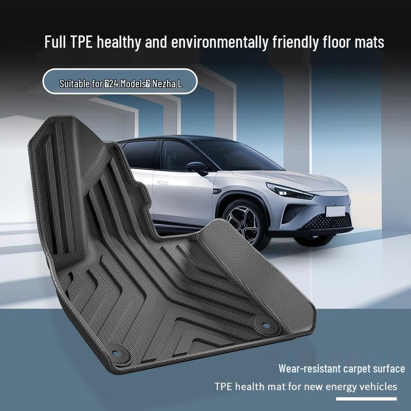 Custom All-TPE Floor Mats for 24 Nezha L Car Models, Including Trunk and Seat Backrest Mats.