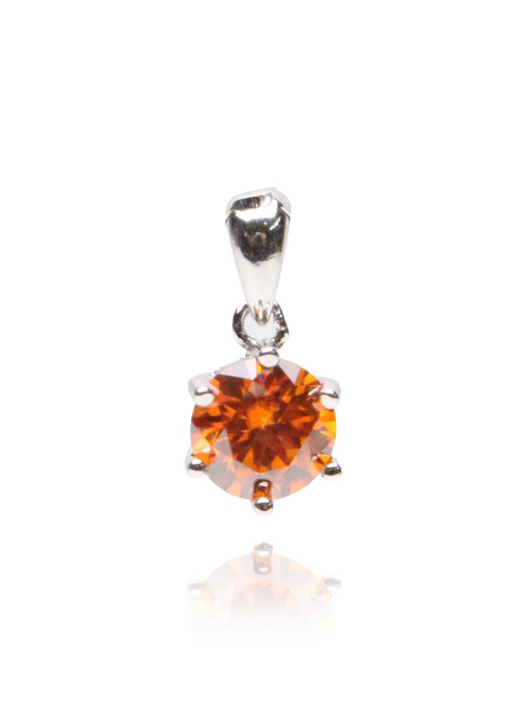 Bien Vetu Orange Moissanite Pendant 1 Carat Simple Prong 473