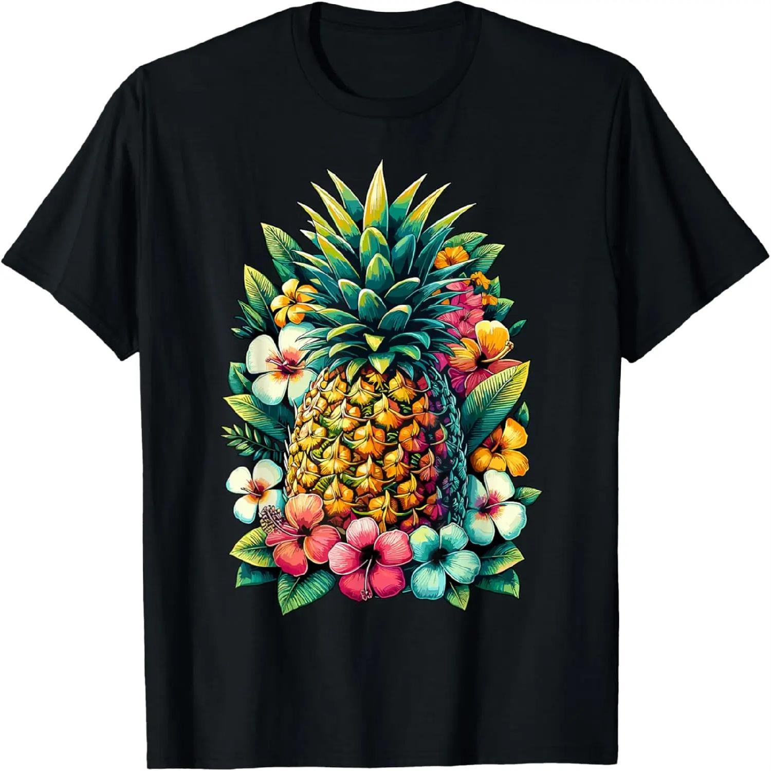 Pineapple Flowers Aloha Hawaii Pineapple T-Shirt S