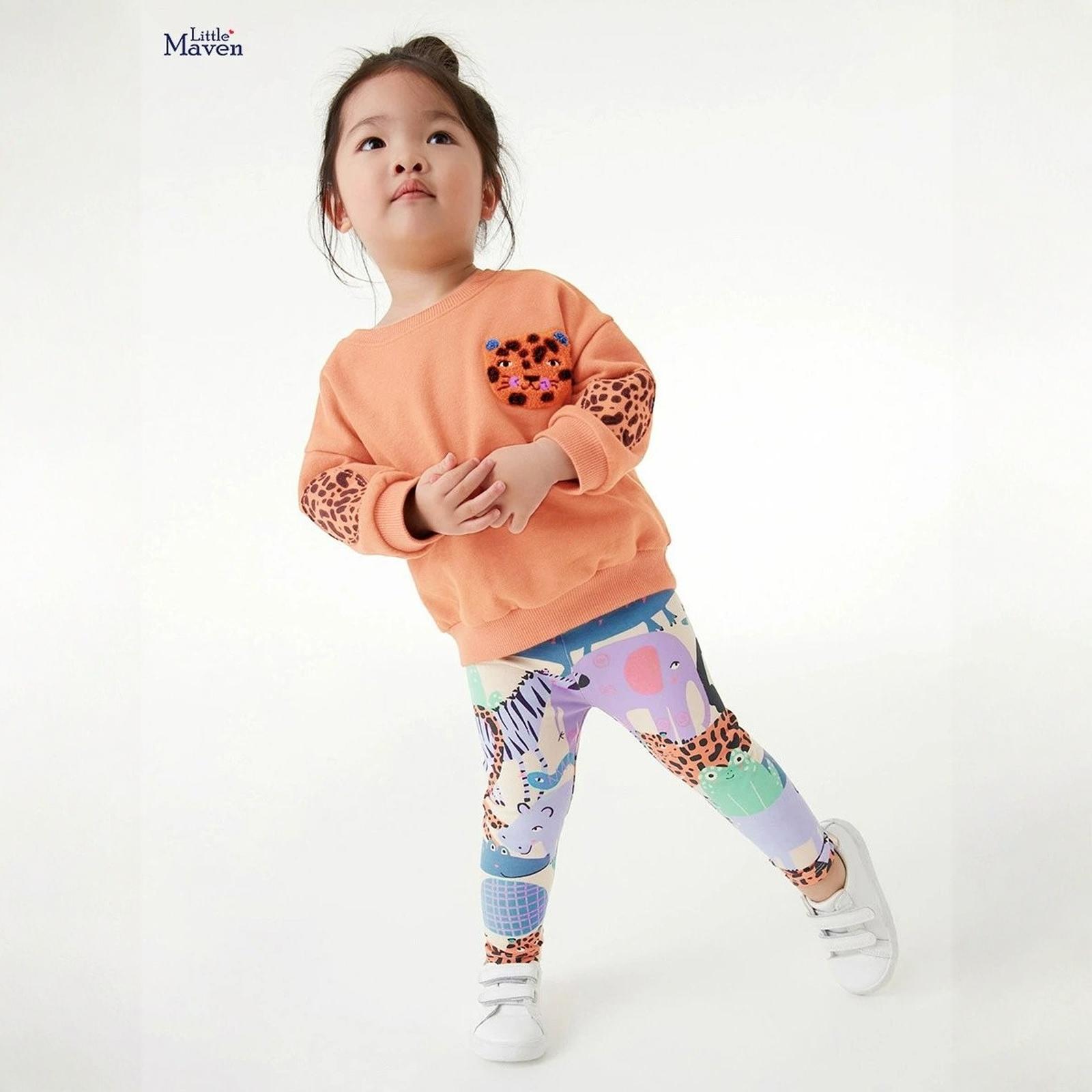 

Милый детский мультяшный комплект с длинным рукавом - Повседневный наряд с футболкой 130 оранжевый