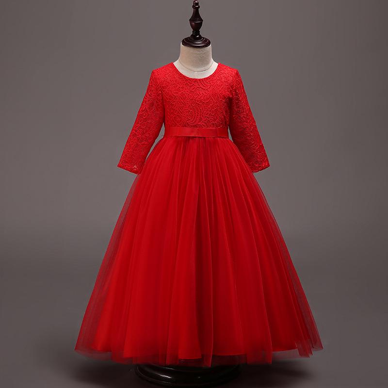 Купить Кружевное детское вечернее платье с длинными рукавами для ...