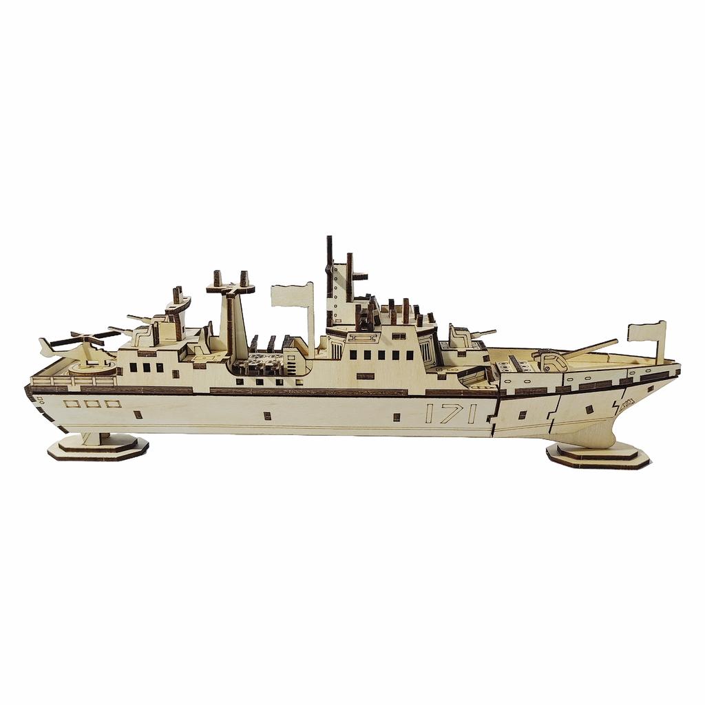 3D Puzzle DIY Wooden Toy Warship Assembly Model Adult Birthday, Halloween, Christmas Gift
