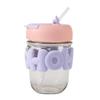 Drinking Cup Transparent Glass High Value Anti-Scalding Cute Straw Cup Pearl Bracelet Letter Water Cup