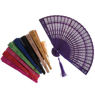 Wedding Hand Fragrant Party Carved Bamboo Folding Fan Chinese Wooden Fan