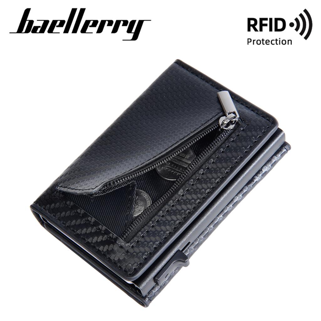 New Men's Card Bag RFID Automatic Pop-up Zipper Carbon Fiber Magnetic Card Clip Men