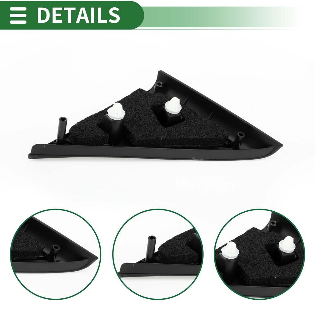 Motoforti Pillar Corner Triangle Trim View Mirror Flag Applique Panel Cover, Plastic, Black, for Toyota Camry 2007-2011, Part Number 6749106040