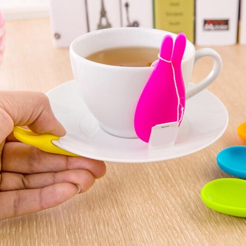 Fashion Silicone Gel Rabbit Shape Tea Bag Infuser Holder Rabbit Teas Bags Holder Retainer Random Colors Mug Accessory Gift