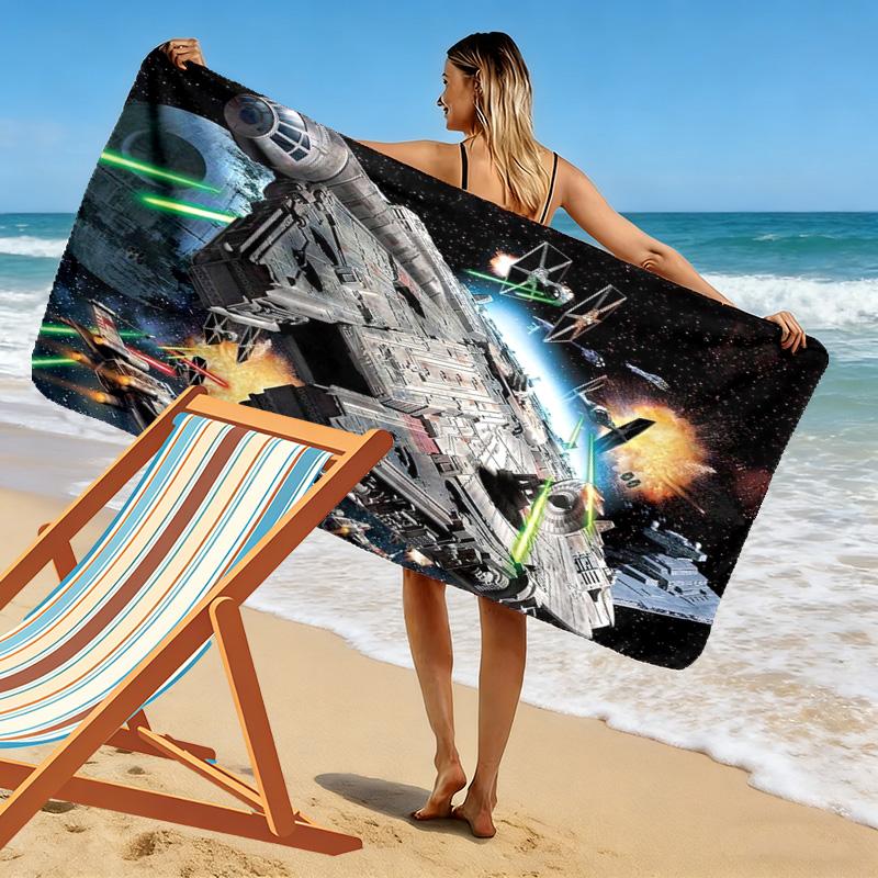 Millennium Falcon Print Beach Towel, Large Soft Quick Dry Towel for Beach Camping Swimming