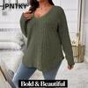JPNTKY Women's Fashion Casual Solid Color Print Long Sleeve V Neck Blouses & Shirts