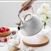 Whistling Tea Kettle 3 Liters Food Grade Stainless Steel Teapot Water Kettle with Wood Pattern Anti-slip HandlePerfect for Home