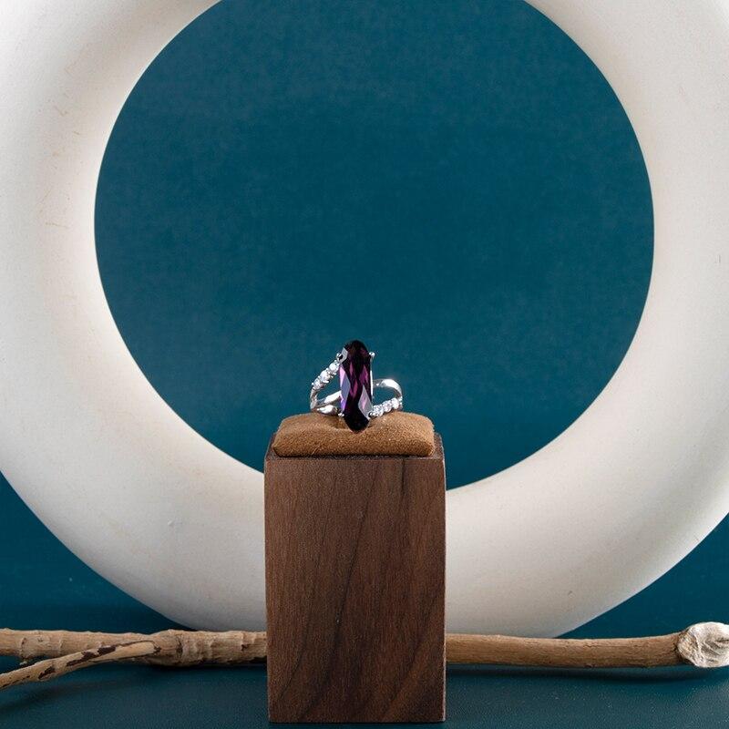 POMOiii Fashion Oval Cubic Zircon Crystal Wedding Rings For Women Luxury Purple Color Engagement Proposal Ring Fashion Jewelry