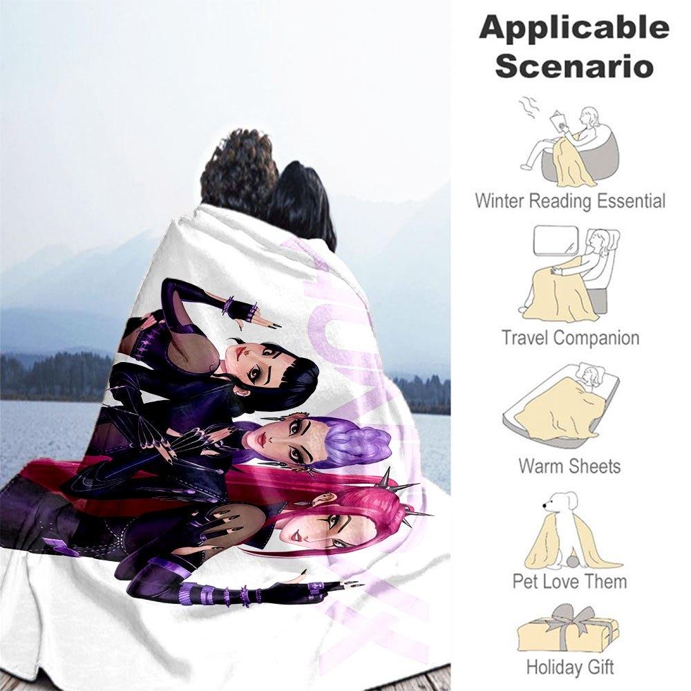 "Vivid Anime Girls Poster: Cool Purple Hair Designs"Blanket Lightweight Flannel Throw Blanket for Sofa, Bed, Travel, Camping, Livingroom, Of